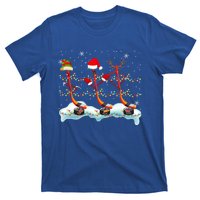 Elf Santa Reindeer Hockey Xmas Lights Hockey Player Gift T-Shirt