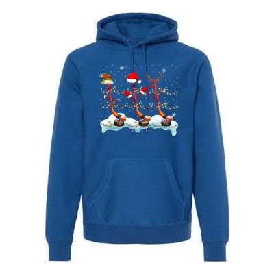 Elf Santa Reindeer Hockey Xmas Lights Hockey Player Gift Premium Hoodie