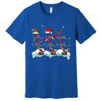 Elf Santa Reindeer Hockey Xmas Lights Hockey Player Gift Premium T-Shirt