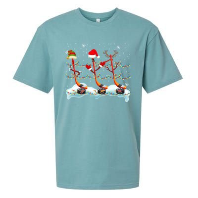 Elf Santa Reindeer Hockey Xmas Lights Hockey Player Gift Sueded Cloud Jersey T-Shirt