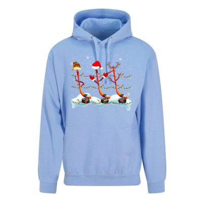 Elf Santa Reindeer Hockey Xmas Lights Hockey Player Gift Unisex Surf Hoodie