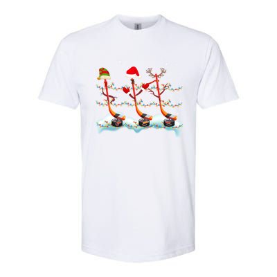 Elf Santa Reindeer Hockey Xmas Lights Hockey Player Gift Softstyle CVC T-Shirt