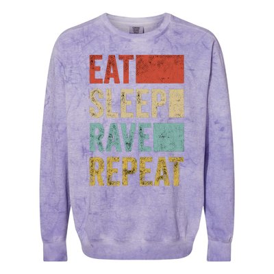 Eat Sleep Rave Repeat Retro Rave Colorblast Crewneck Sweatshirt