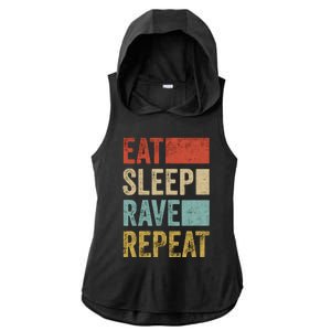 Eat Sleep Rave Repeat Retro Rave Ladies PosiCharge Tri-Blend Wicking Draft Hoodie Tank