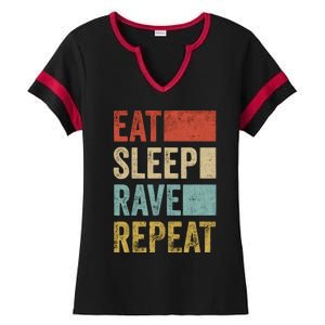 Eat Sleep Rave Repeat Retro Rave Ladies Halftime Notch Neck Tee