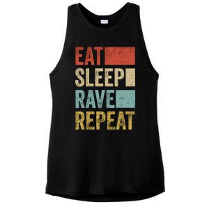 Eat Sleep Rave Repeat Retro Rave Ladies PosiCharge Tri-Blend Wicking Tank