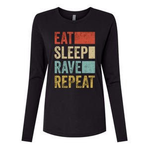 Eat Sleep Rave Repeat Retro Rave Womens Cotton Relaxed Long Sleeve T-Shirt