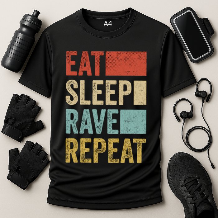 Eat Sleep Rave Repeat Retro Rave Cooling Performance Crew T-Shirt