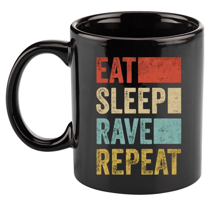 Eat Sleep Rave Repeat Retro Rave 11oz C Handle Ceramic Mug