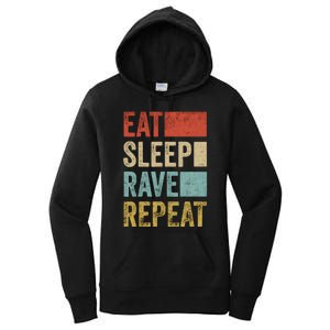 Eat Sleep Rave Repeat Retro Rave Women's Pullover Hoodie