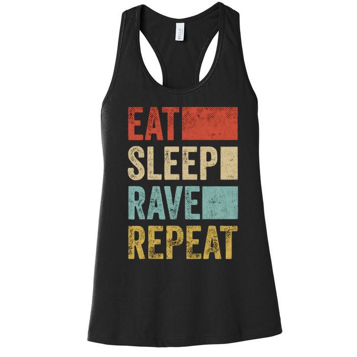 Eat Sleep Rave Repeat Retro Rave Women's Racerback Tank