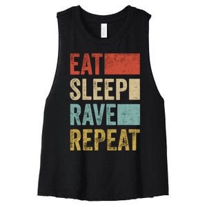 Eat Sleep Rave Repeat Retro Rave Women's Racerback Cropped Tank