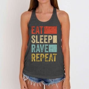 Eat Sleep Rave Repeat Retro Rave Women's Knotted Racerback Tank