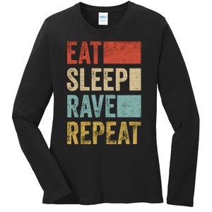 Eat Sleep Rave Repeat Retro Rave Ladies Long Sleeve Shirt