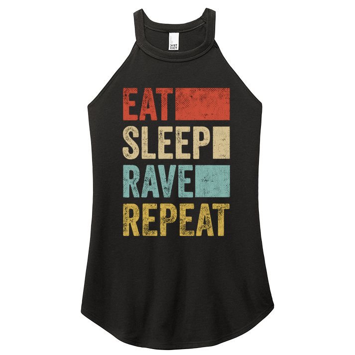 Eat Sleep Rave Repeat Retro Rave Women's Perfect Tri Rocker Tank