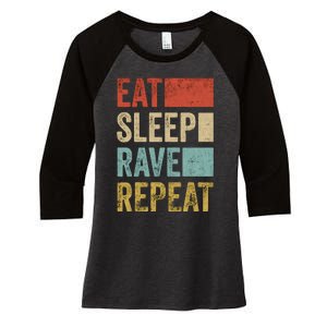 Eat Sleep Rave Repeat Retro Rave Women's Tri-Blend 3/4-Sleeve Raglan Shirt