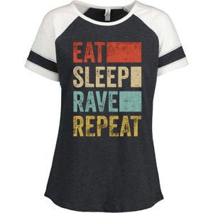 Eat Sleep Rave Repeat Retro Rave Enza Ladies Jersey Colorblock Tee