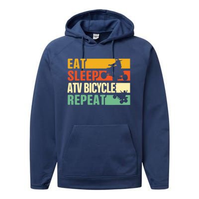 Eat Sleep Ride Repeat ATV Quad Bike Riding Four Wheelers Performance Fleece Hoodie