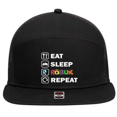 Eat Sleep Robux Repeat Noob And Professional Gamer Gift 7 Panel Mesh Trucker Snapback Hat