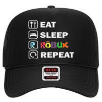 Eat Sleep Robux Repeat Noob And Professional Gamer Gift High Crown Mesh Back Trucker Hat