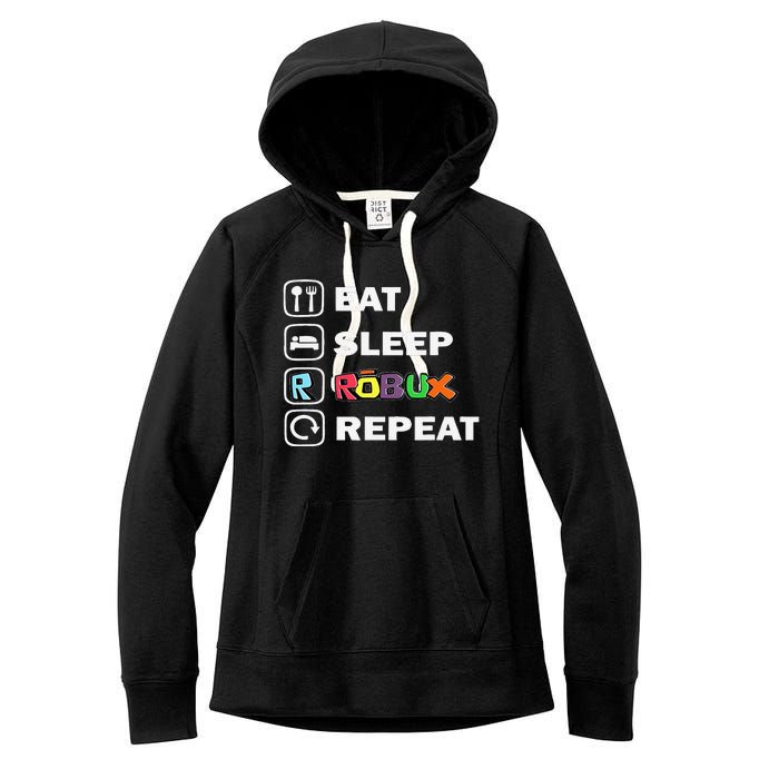 Eat Sleep Robux Repeat Noob And Professional Gamer Gift Women's Fleece Hoodie