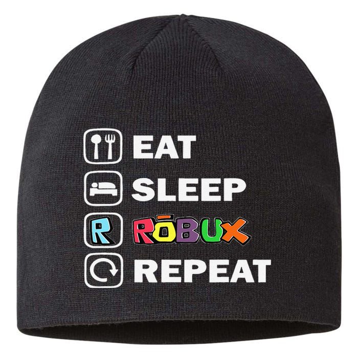 Eat Sleep Robux Repeat Noob And Professional Gamer Gift Sustainable Beanie