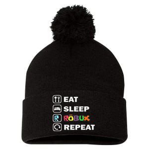 Eat Sleep Robux Repeat Noob And Professional Gamer Gift Pom Pom 12in Knit Beanie