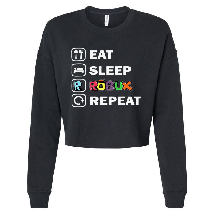 Eat Sleep Robux Repeat Noob And Professional Gamer Gift Cropped Pullover Crew