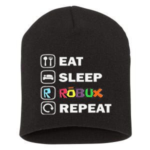 Eat Sleep Robux Repeat Noob And Professional Gamer Gift Short Acrylic Beanie