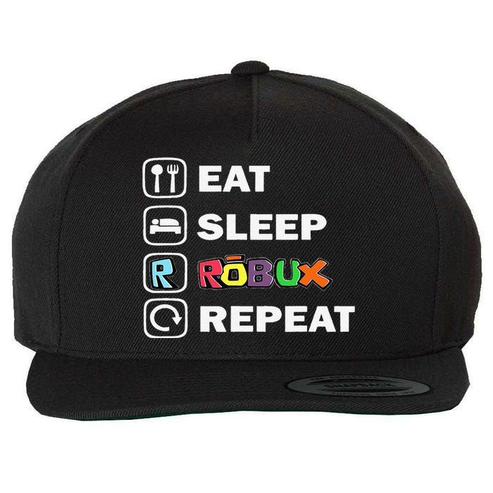 Eat Sleep Robux Repeat Noob And Professional Gamer Gift Wool Snapback Cap