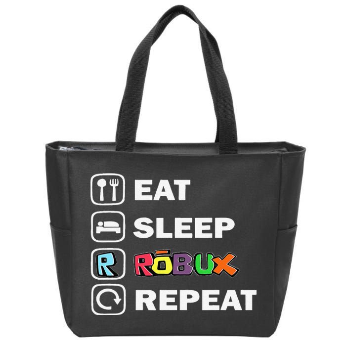 Eat Sleep Robux Repeat Noob And Professional Gamer Gift Zip Tote Bag