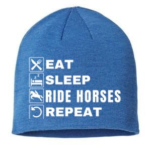 Eat Sleep Ride Horses Repeat Pony Funny Horseback Riding Meaningful Gift Sustainable Beanie