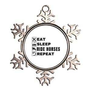 Eat Sleep Ride Horses Repeat Pony Funny Horseback Riding Meaningful Gift Metallic Star Ornament