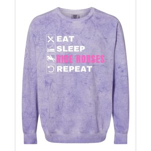 Eat Sleep Ride Horses Repeat Pony Funny Horseback Riding Great Gift Colorblast Crewneck Sweatshirt