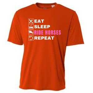 Eat Sleep Ride Horses Repeat Pony Funny Horseback Riding Great Gift Cooling Performance Crew T-Shirt