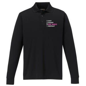 Eat Sleep Ride Horses Repeat Pony Funny Horseback Riding Great Gift Performance Long Sleeve Polo