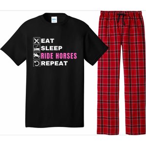 Eat Sleep Ride Horses Repeat Pony Funny Horseback Riding Great Gift Pajama Set