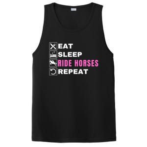 Eat Sleep Ride Horses Repeat Pony Funny Horseback Riding Great Gift PosiCharge Competitor Tank