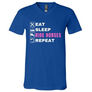 Eat Sleep Ride Horses Repeat Pony Funny Horseback Riding Great Gift V-Neck T-Shirt