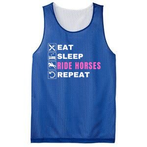 Eat Sleep Ride Horses Repeat Pony Funny Horseback Riding Great Gift Mesh Reversible Basketball Jersey Tank