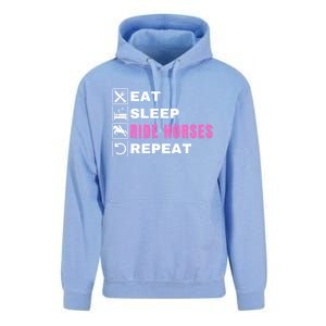 Eat Sleep Ride Horses Repeat Pony Funny Horseback Riding Great Gift Unisex Surf Hoodie