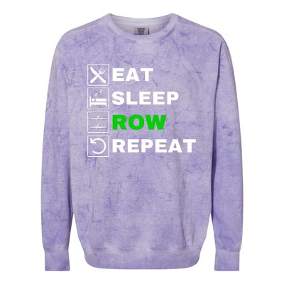 Eat Sleep Row Repeat, Erg Rowing Crew, Rowing Oar, Row Crew Colorblast Crewneck Sweatshirt