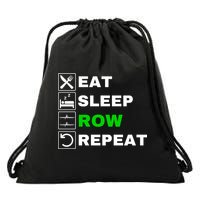 Eat Sleep Row Repeat, Erg Rowing Crew, Rowing Oar, Row Crew Drawstring Bag