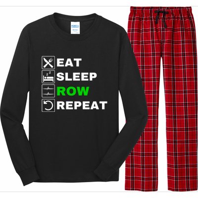 Eat Sleep Row Repeat, Erg Rowing Crew, Rowing Oar, Row Crew Long Sleeve Pajama Set