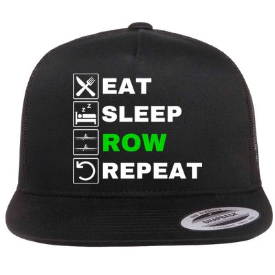 Eat Sleep Row Repeat, Erg Rowing Crew, Rowing Oar, Row Crew Flat Bill Trucker Hat