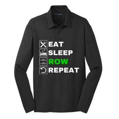 Eat Sleep Row Repeat, Erg Rowing Crew, Rowing Oar, Row Crew Silk Touch Performance Long Sleeve Polo