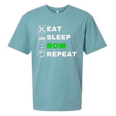 Eat Sleep Row Repeat, Erg Rowing Crew, Rowing Oar, Row Crew Sueded Cloud Jersey T-Shirt