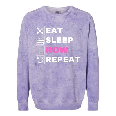 Eat Sleep Row Repeat, Erg Rowing Crew, Rowing Oar, Row Crew Colorblast Crewneck Sweatshirt