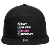 Eat Sleep Row Repeat, Erg Rowing Crew, Rowing Oar, Row Crew 7 Panel Mesh Trucker Snapback Hat