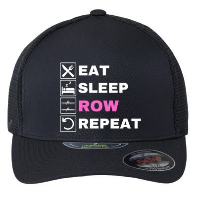 Eat Sleep Row Repeat, Erg Rowing Crew, Rowing Oar, Row Crew Flexfit Unipanel Trucker Cap